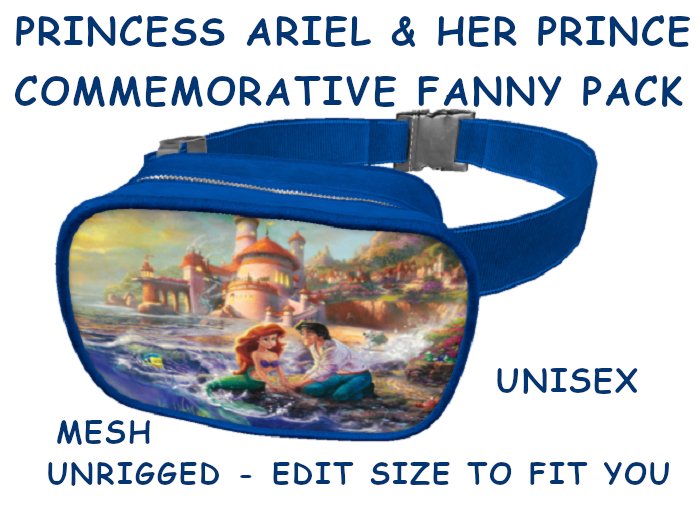 03. FANNY PACK BELLY BAG PURSE UNISEX - MY ARIEL PRINCESS - Adults, Teen, Child, Kids, Baby. Resize to Fit: COPY/MODIFY