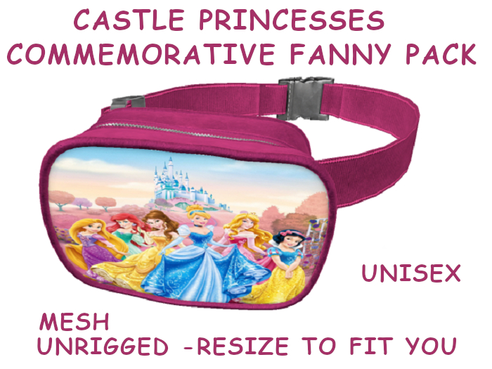05. FANNY PACK BELLY BAG PURSE UNISEX - CASTLE PRINCESSES - Adults, Teen, Child, Kids, Baby. Resize to Fit: COPY/MODIFY