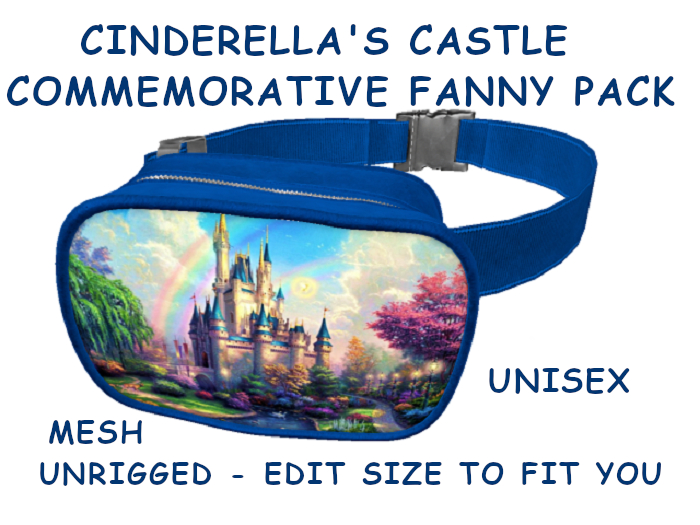 07. FANNY PACK BELLY BAG PURSE UNISEX - CINDERELLA CASTLE - Adults, Teen, Child, Kids, Baby. Resize to Fit: COPY/MODIFY