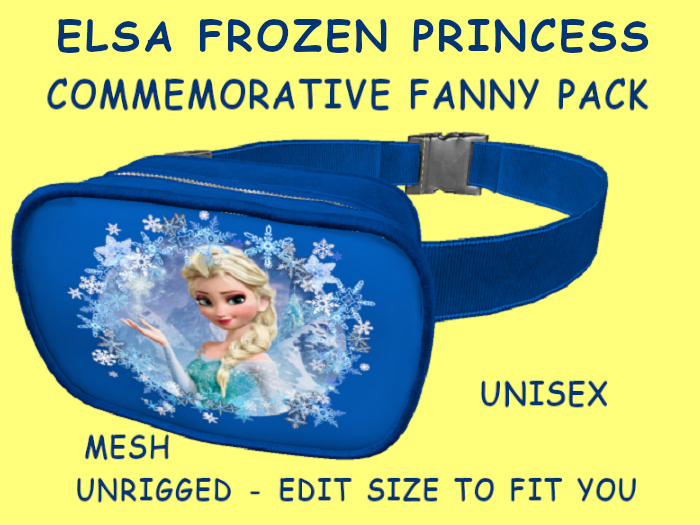 08. FANNY PACK BELLY BAG PURSE UNISEX - ELSA PRINCESS - Adults, Teen, Child, Kids, Baby. Resize to Fit: COPY/MODIFY