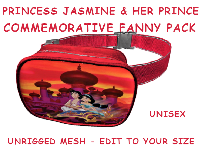 09. FANNY PACK BELLY BAG PURSE UNISEX - JASMINE & ALADDIN - Adults, Teen, Child, Kids, Baby. Resize to Fit: COPY/MODIFY
