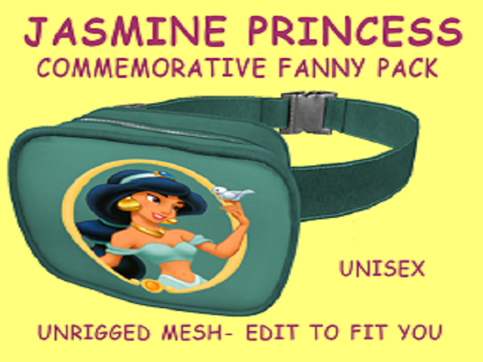 10. FANNY PACK BELLY BAG PURSE UNISEX - JASMINE PRINCESS - Adults, Teen, Child, Kids, Baby. Resize to Fit: COPY/MODIFY