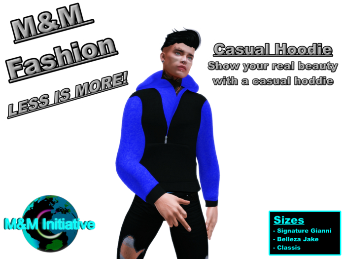 M&M Fashion - Casual Hoodie - Blue