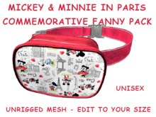 16. FANNY PACK BELLY BAG PURSE UNISEX - MICKEY MINNIE IN PARIS - Adults, Teen, Child, Kids, Baby. Resize: COPY/MODIFY