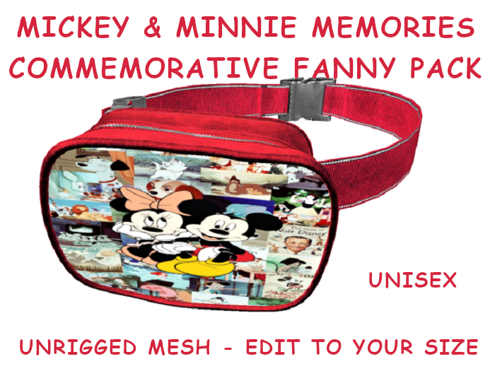 18. FANNY PACK BELLY BAG PURSE UNISEX - MICKEY MINNIE MEMORIES-Adults,Teen,Child,Kids Baby. Resize to Fit: COPY/MODIFY