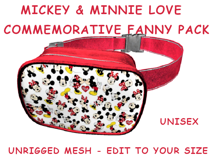 19. FANNY PACK BELLY BAG PURSE UNISEX -MICKEY MINNIE OH MY LOVE-Adults,Teen,Child,Kids,Baby. Resize to Fit: COPY/MODIFY