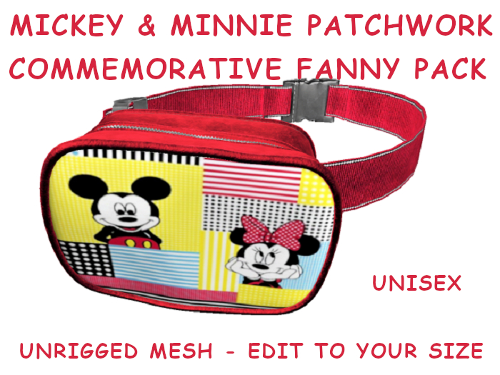 20. FANNY PACK BELLY BAG PURSE UNISEX - MICKEY MINNIE PATCHWORK -Adults,Teen,Child,Kids,Baby. Resize to Fit: COPY/MODIFY