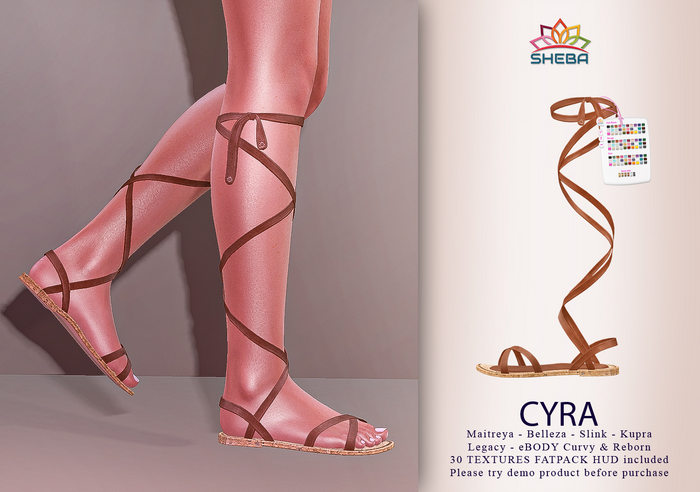 Cyra Lace Up Strapped Sandals (Fatpack) ~ Maitreya, Legacy, Kupra, Reborn