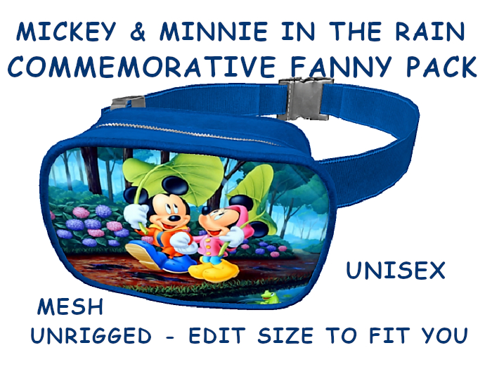 22. FANNY PACK BELLY BAG PURSE UNISEX -MICKEY MINNIE RAIN DANCE- Adults,Teen,Child,Kids,Baby. Resize to Fit: COPY/MODIFY