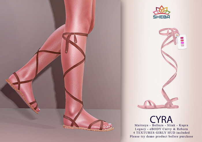 Cyra Lace Up Strapped Sandals (Girly Pinks) ~ Maitreya, Legacy, Kupra, Reborn