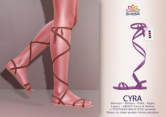 Cyra Lace Up Strapped Sandals (Bold) ~ Maitreya, Legacy, Kupra, Reborn