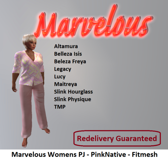 Marvelous Womens PJ - Pink Native - Fitmesh