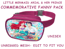 27. FANNY PACK BELLY BAG PURSE UNISEX - PRINCESS ARIEL & PRINCE - Adults, Teen, Child, Kids, Baby. Resize: COPY/MODIFY