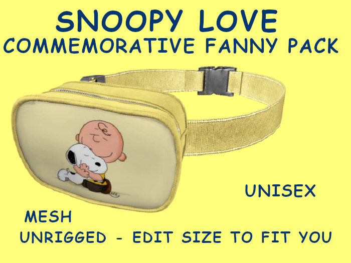 29. FANNY PACK BELLY BAG PURSE UNISEX - SNOOPY LOVE - Adults, Teen, Child, Kids, Baby. Resize to Fit: COPY/MODIFY