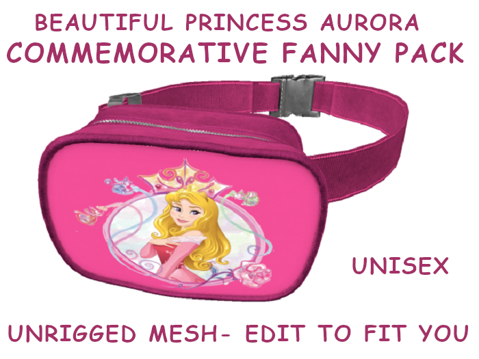 31. FANNY PACK BELLY BAG PURSE UNISEX - SWEET PRINCESS AURORA - Adults, Teen, Child, Kids, Baby. Resize: COPY/MODIFY