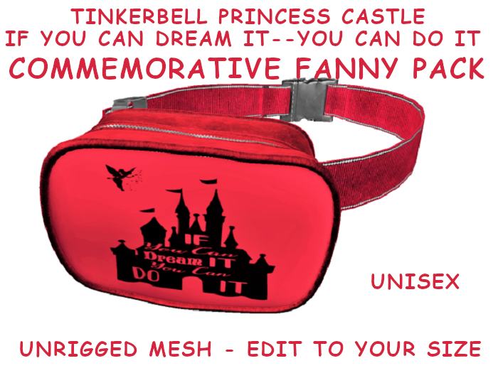 32. FANNY PACK BELLY BAG PURSE UNISEX - TINKERBELL DREAM DO - Adults, Teen, Child, Kids, Baby. Resize Fit: COPY/MODIFY