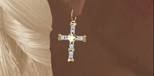 Gold Strapped Crystal Cross Earrings - Touch for Prayer
