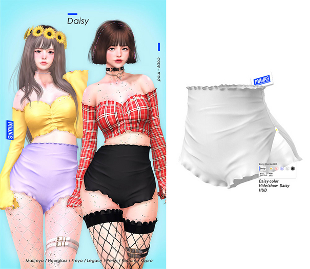 MIWAS / Daisy Shorts #White