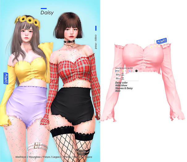 MIWAS / Daisy Off shoulder top #Pink
