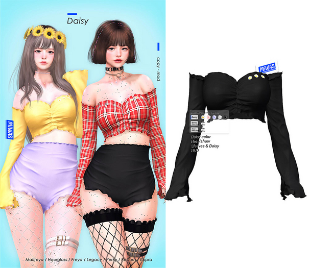 MIWAS / Daisy Off shoulder top #Black