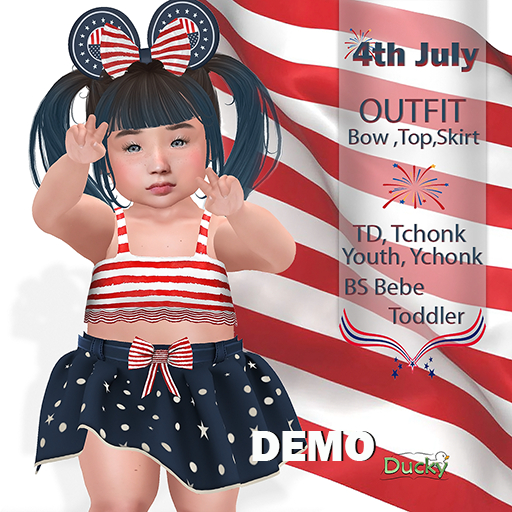 !Ducky DEMO Outfit Top, skirt, headband - 4Th July
