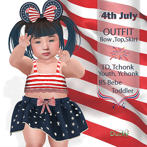 !Ducky Outfit Top, skirt, headband - 4Th July