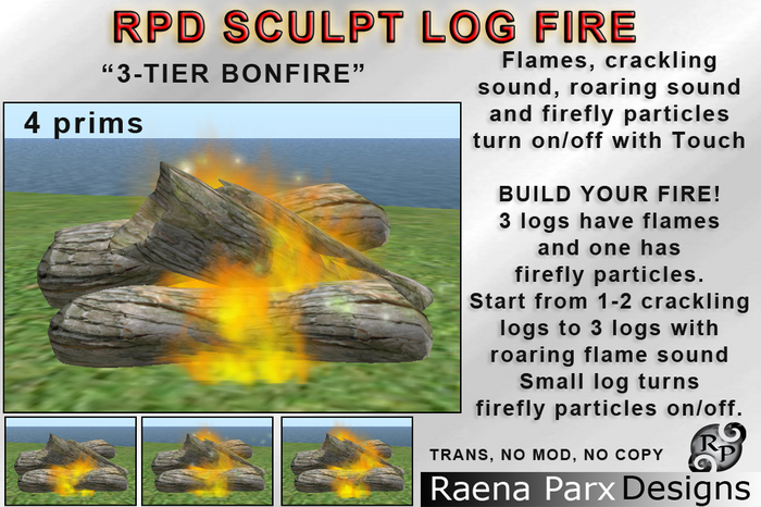 Second Life Marketplace - SCULPT LOG FIRE - 