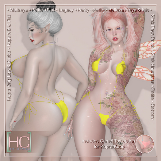 [HC] Natsu Yellow Monokini for Kupra, Kups, Maitreya, Legacy, Belleza, Slink & Reborn