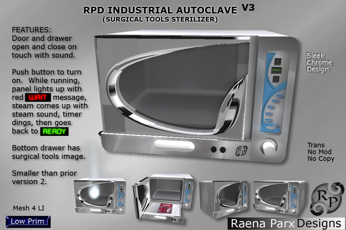 INDUSTRIAL AUTOCLAVE V3 (Surgical tools sterilizer) - RPD - NEW!!!