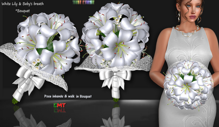 R.F. - White Lily & Baby's breath *Bouquet