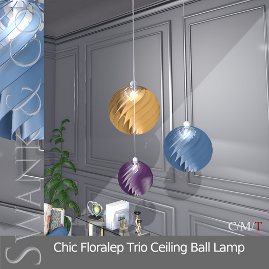 Swank & Co. Chic Floralep Trio Ceiling Ball Lamp 