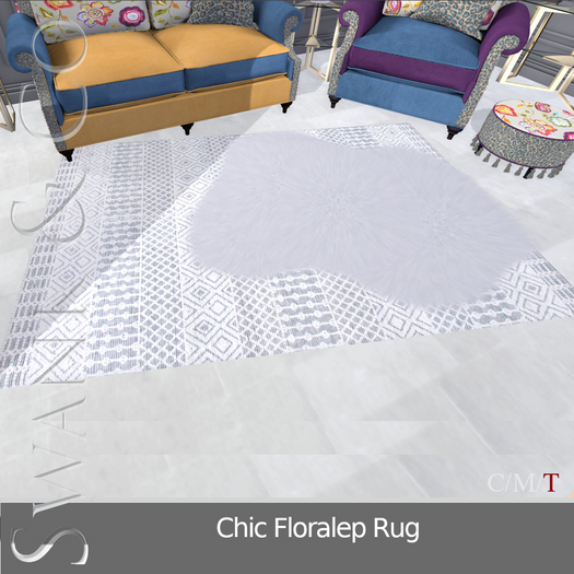 Swank & Co. Chic Floralep Fur Rug Set 