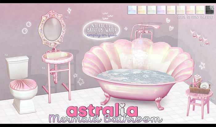 Astralia - Mermaid Bathroom (Shell low table)