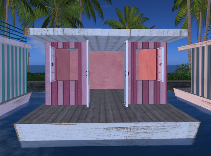 mini houseboat with railing pink