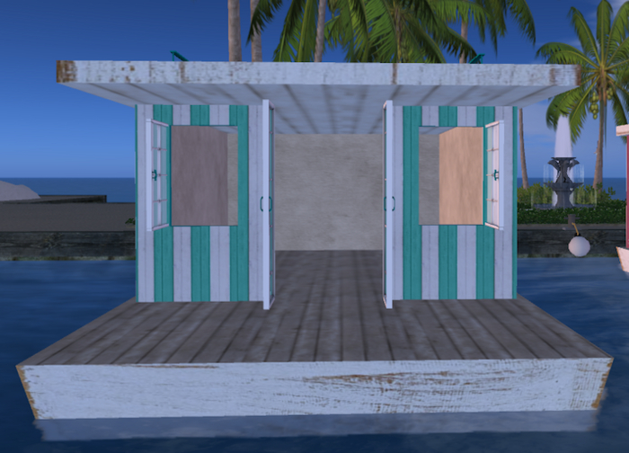 mini houseboat with railing green