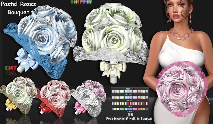 R.F. - *Pastel Roses  Bouquet with driven hud