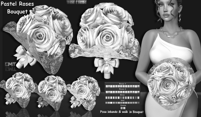 DEMO R.F. - *Pastel Roses  Bouquet w/hud