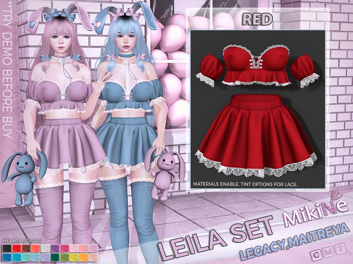 -MikiNe- Leila top&skirt-Red
