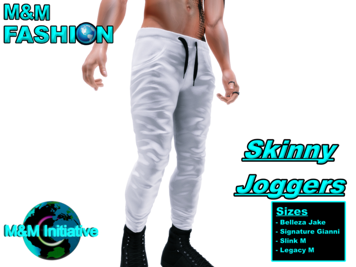 M&M Fashion - Skinny Joggers - White