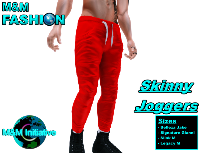 M&M Fashion - Skinny Joggers - Red