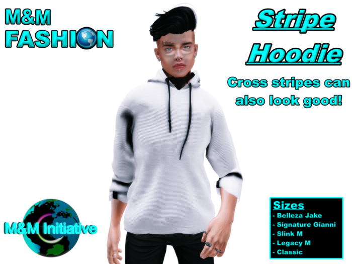 M&M Intitative - Stripe Hoodie - White