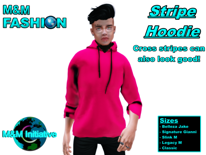 M&M Intitative - Stripe Hoodie - Pink