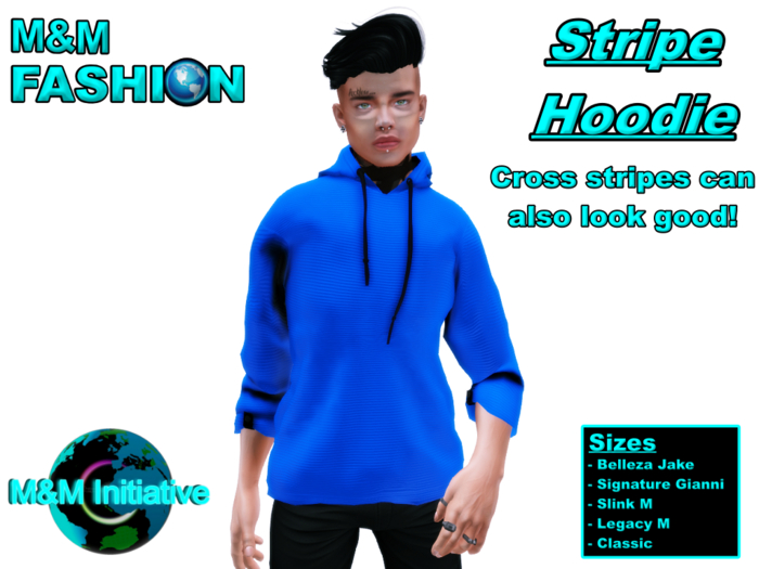 M&M Intitative - Stripe Hoodie - Blue