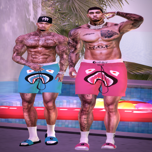 96til - Bape Short/Slides (Pink)