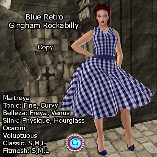 Blue Retro Gingham Rockabilly
