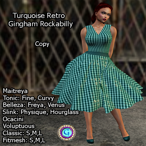 Turquoise Retro Gingham Rockabilly