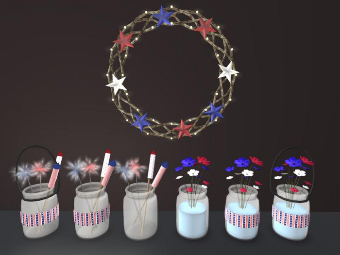 {P.S.} Patriotic Set (Wreath, Jars & Flag)