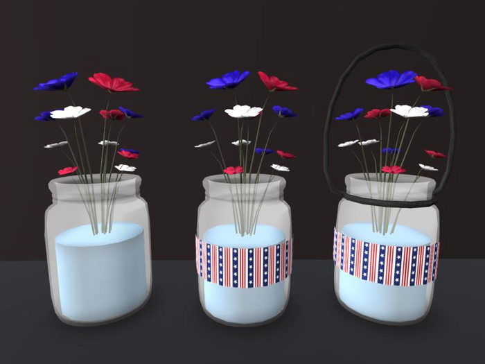 {P.S.} Patriotic Mesh Jars With Flowers
