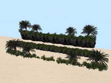 **LOW PRIM COLLECTION** RW - Tropical 32m plant/rock border *Holokai* c/m palms basis 