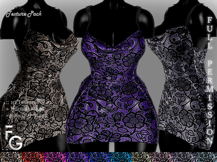 .Fragile. PACK II - 10 Full Perm Textures for SHINE Dress Viky
